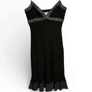 3/$30 | Citrine | Elegant Black Vintage Dress with Polka Dot Trim | Size M